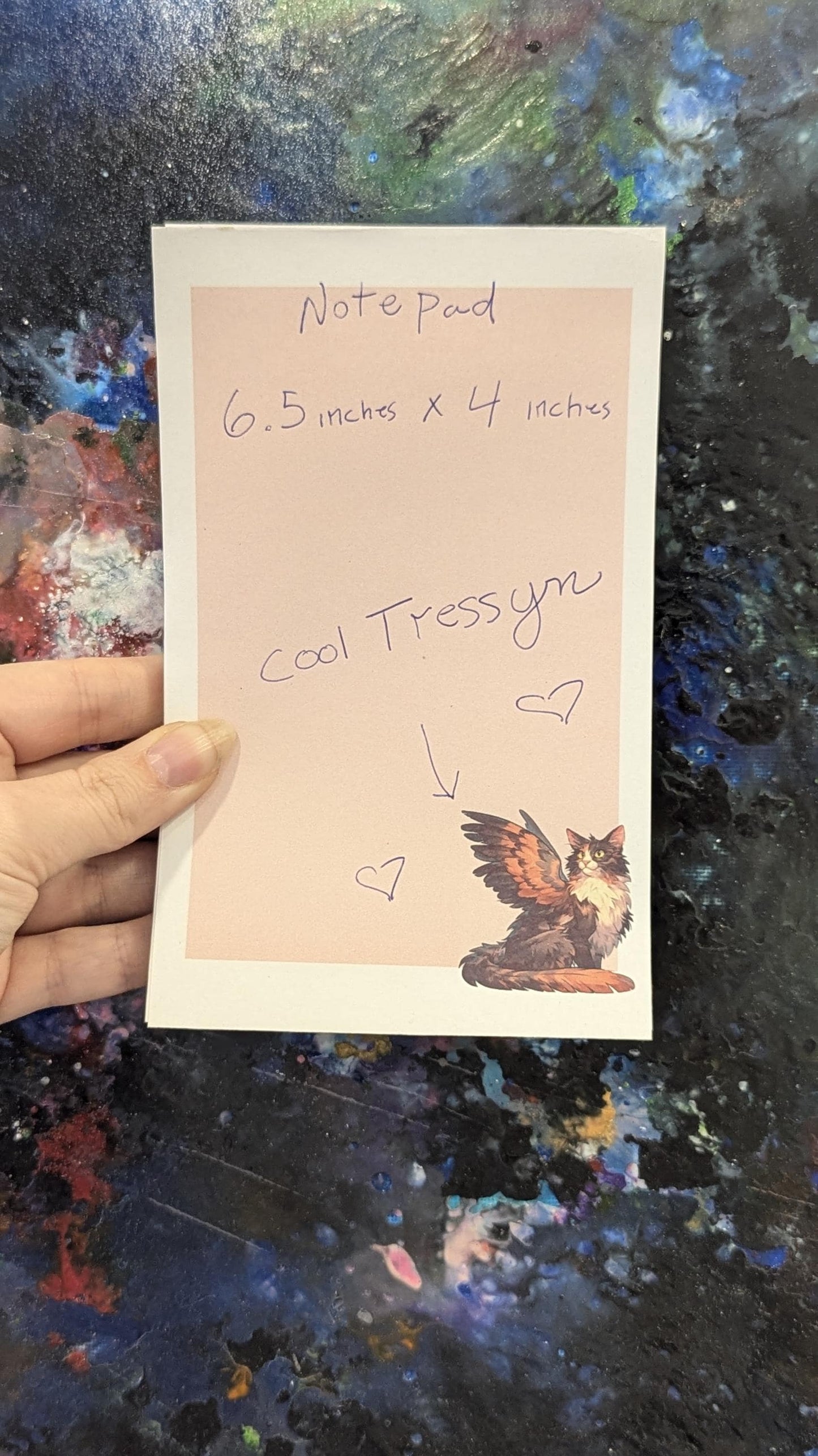 Tressym | winged cat notepad | 50 pages | handmade