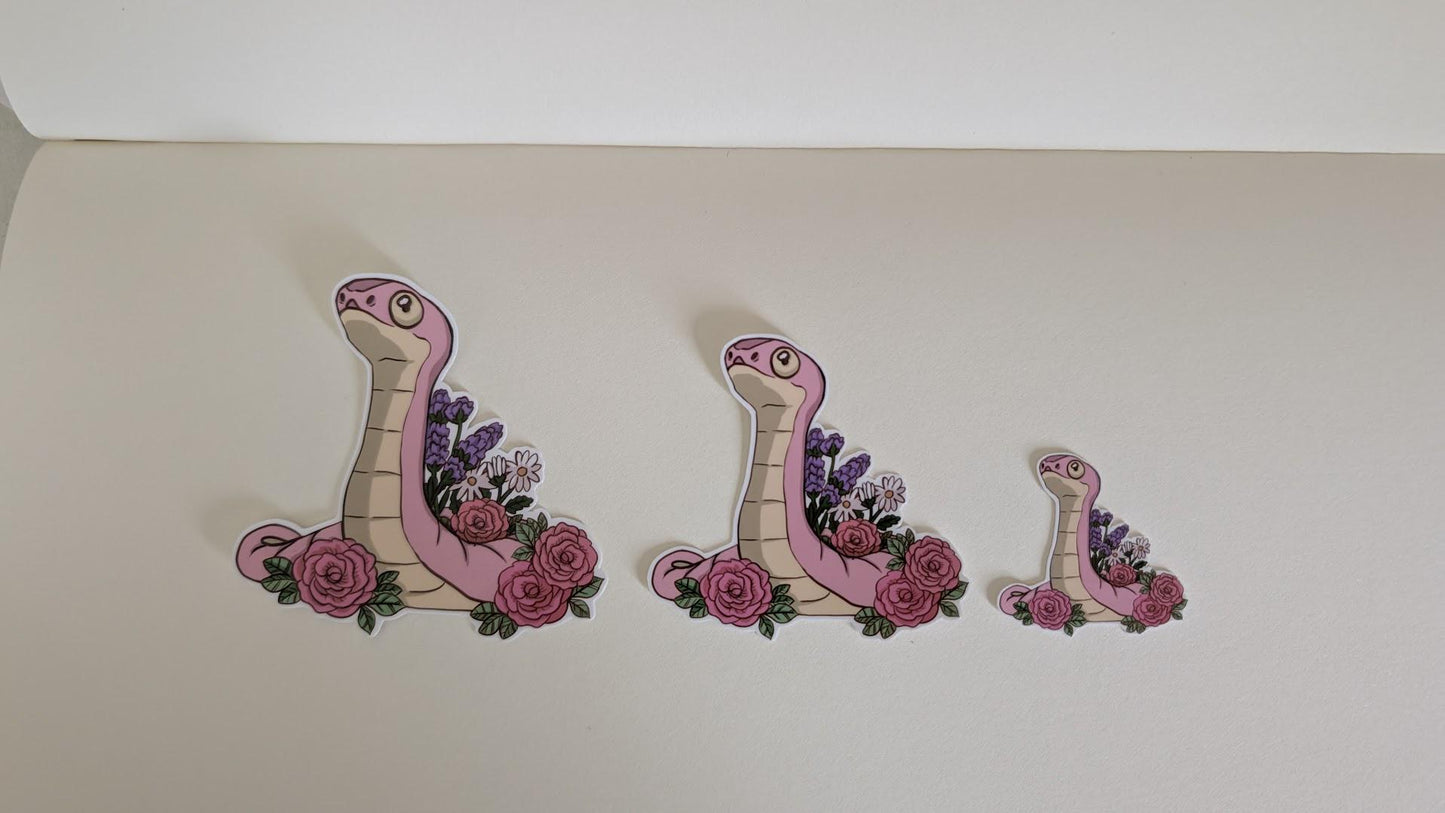 Floral Snake Serpent sticker | handmade | waterproof | holographic, sparkle, glossy