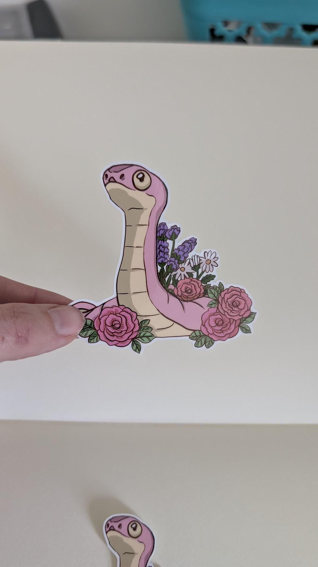 Floral Snake Serpent sticker | handmade | waterproof | holographic, sparkle, glossy