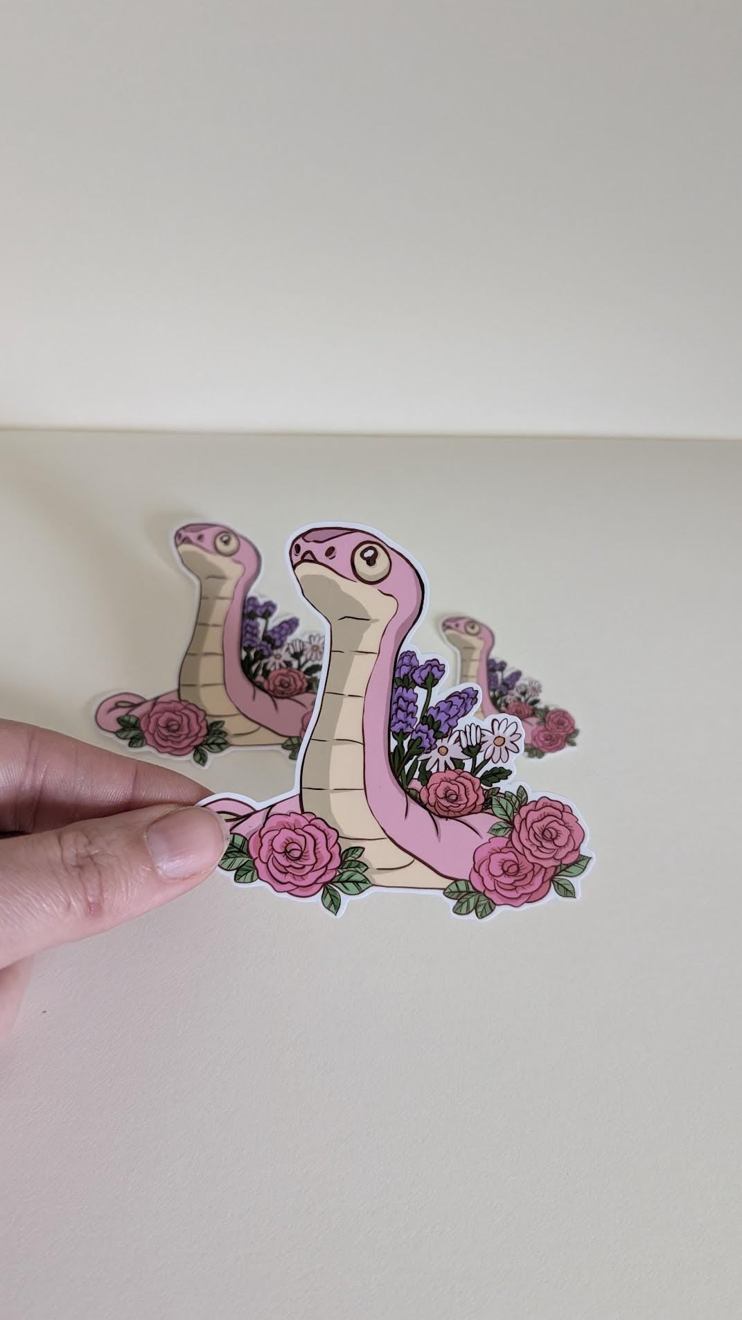 Floral Snake Serpent sticker | handmade | waterproof | holographic, sparkle, glossy