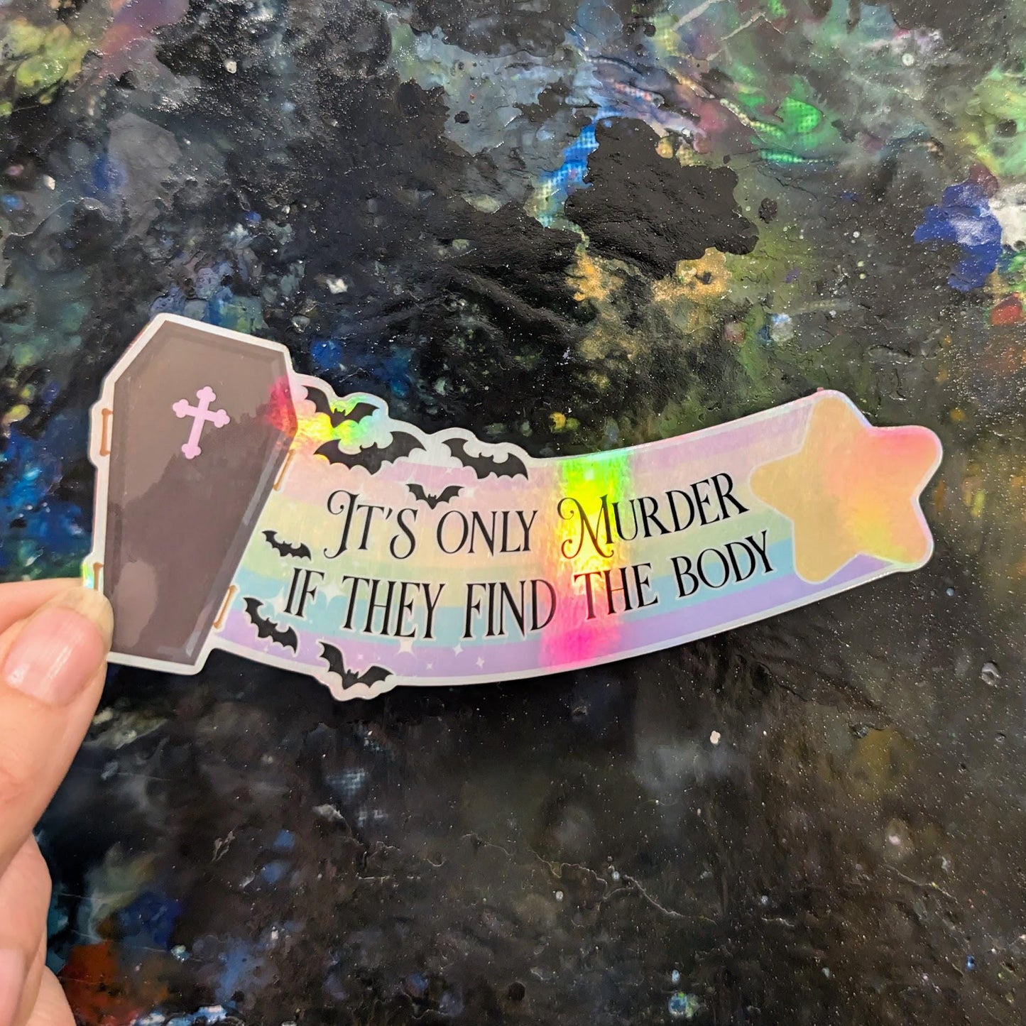 It's only Murder if they find the Body Sticker | the more you know, star, coffin, bat, rainbow