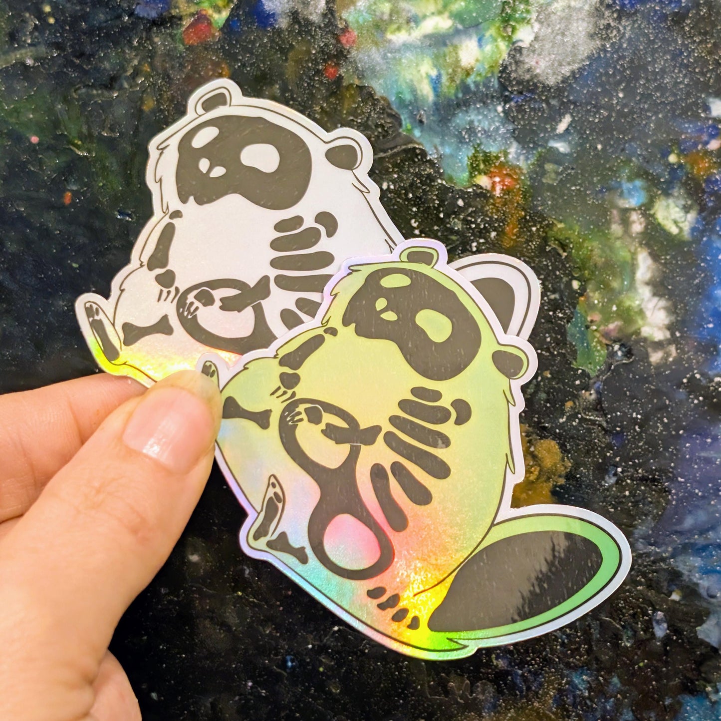 Uranium Beaver sticker | skeleton toxic beaver | sparkle water resistent holographic art