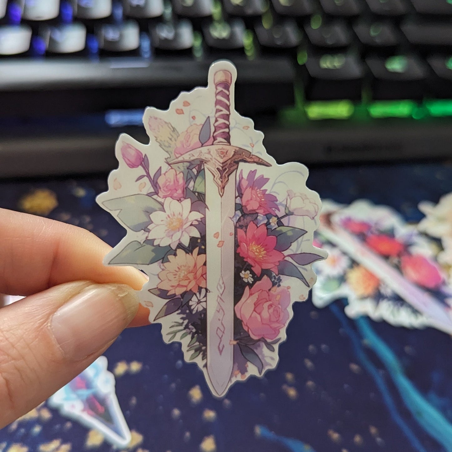 Sword and flower Sticker