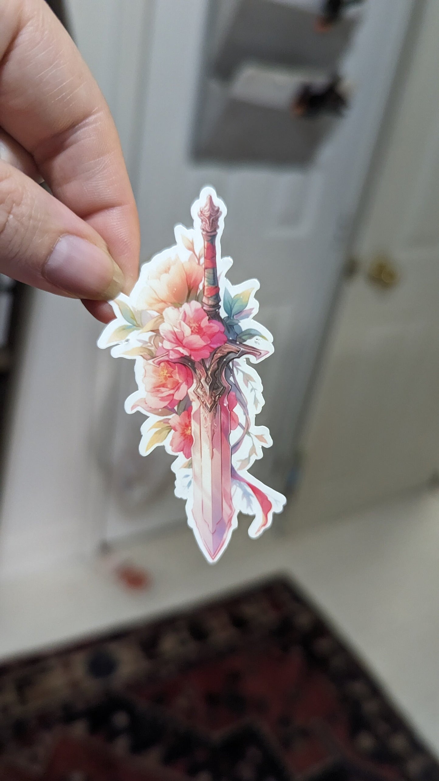 Sword and flowers Sticker