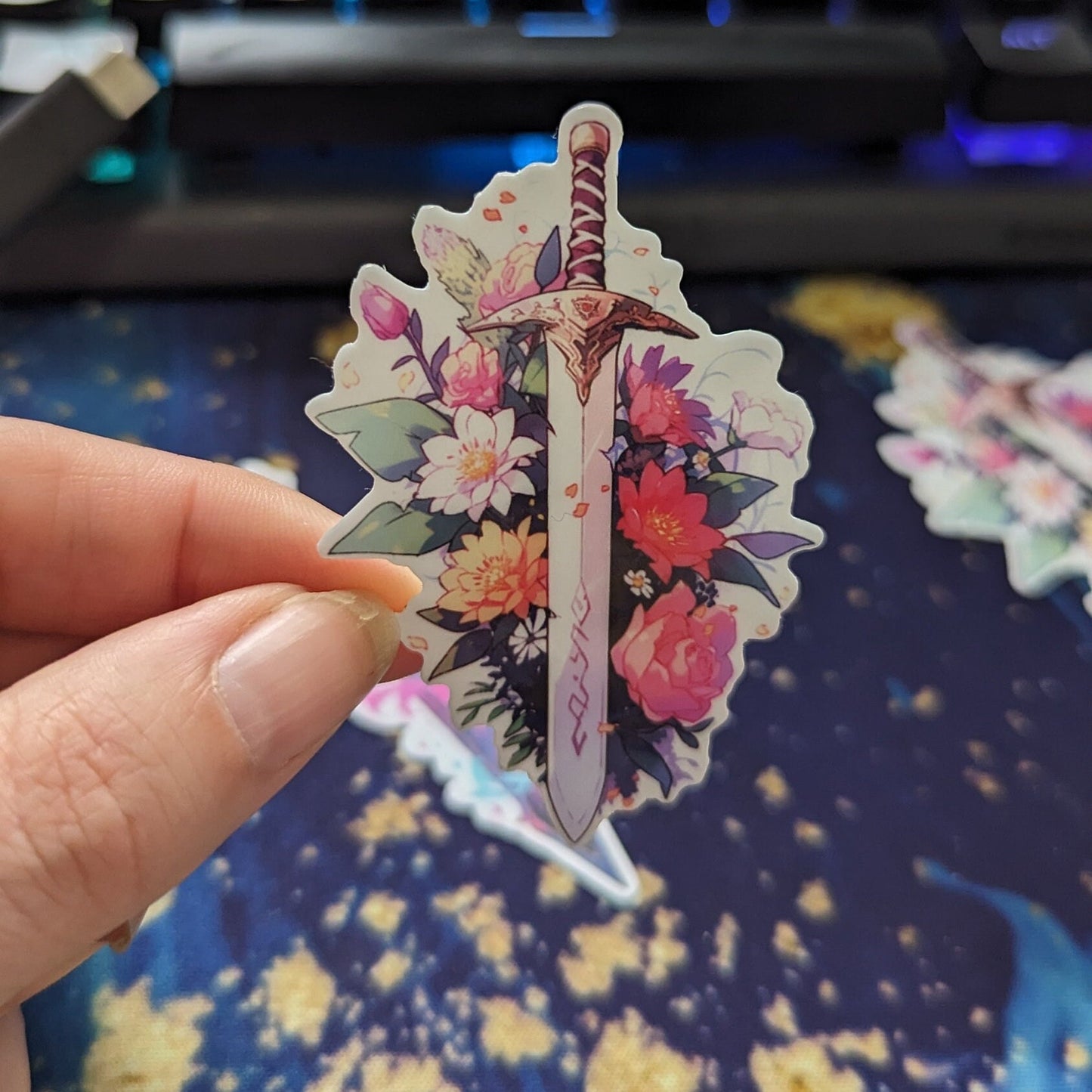 Sword and flower Sticker