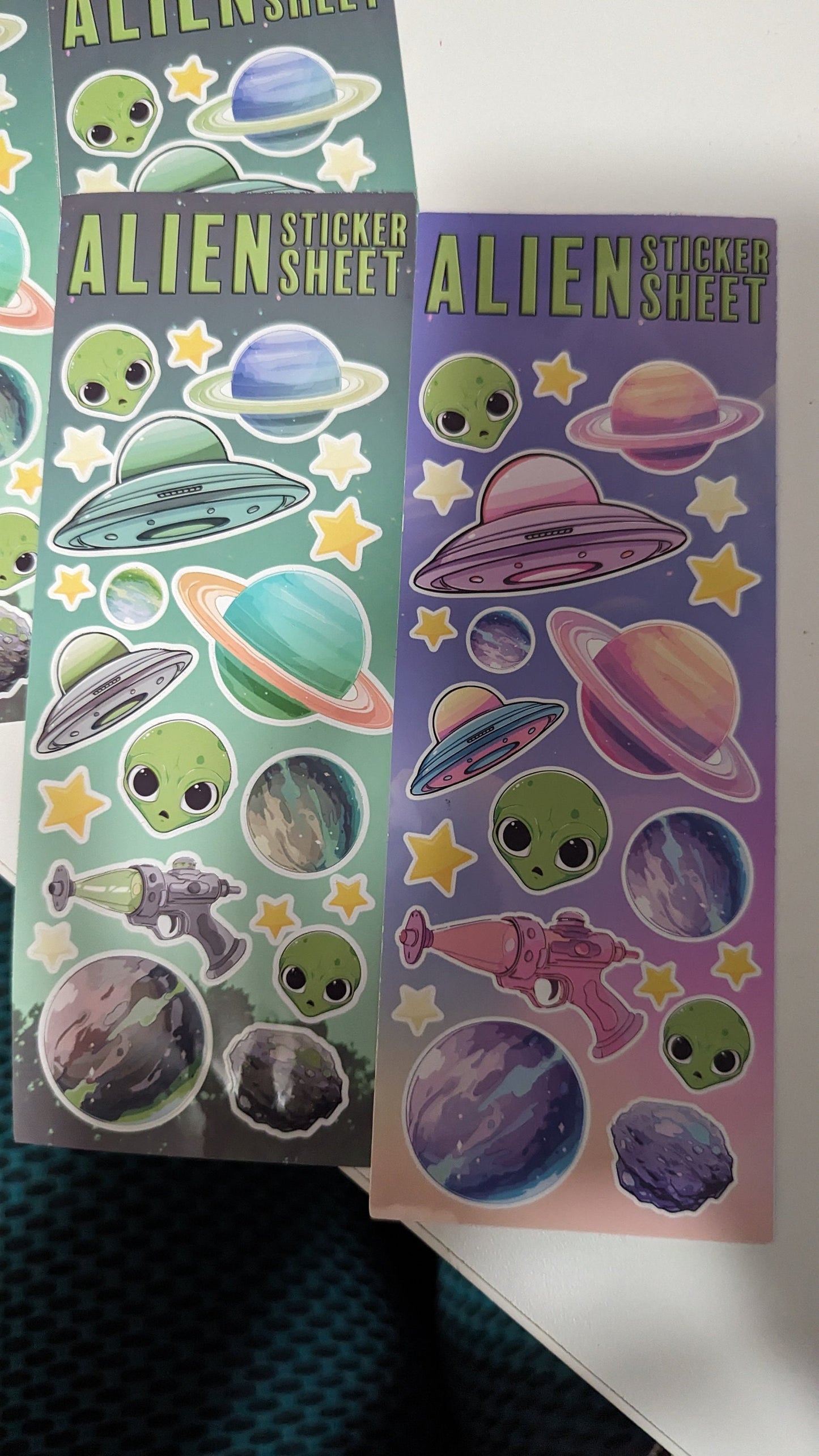 Alien sticker sheet pink sticker sheet