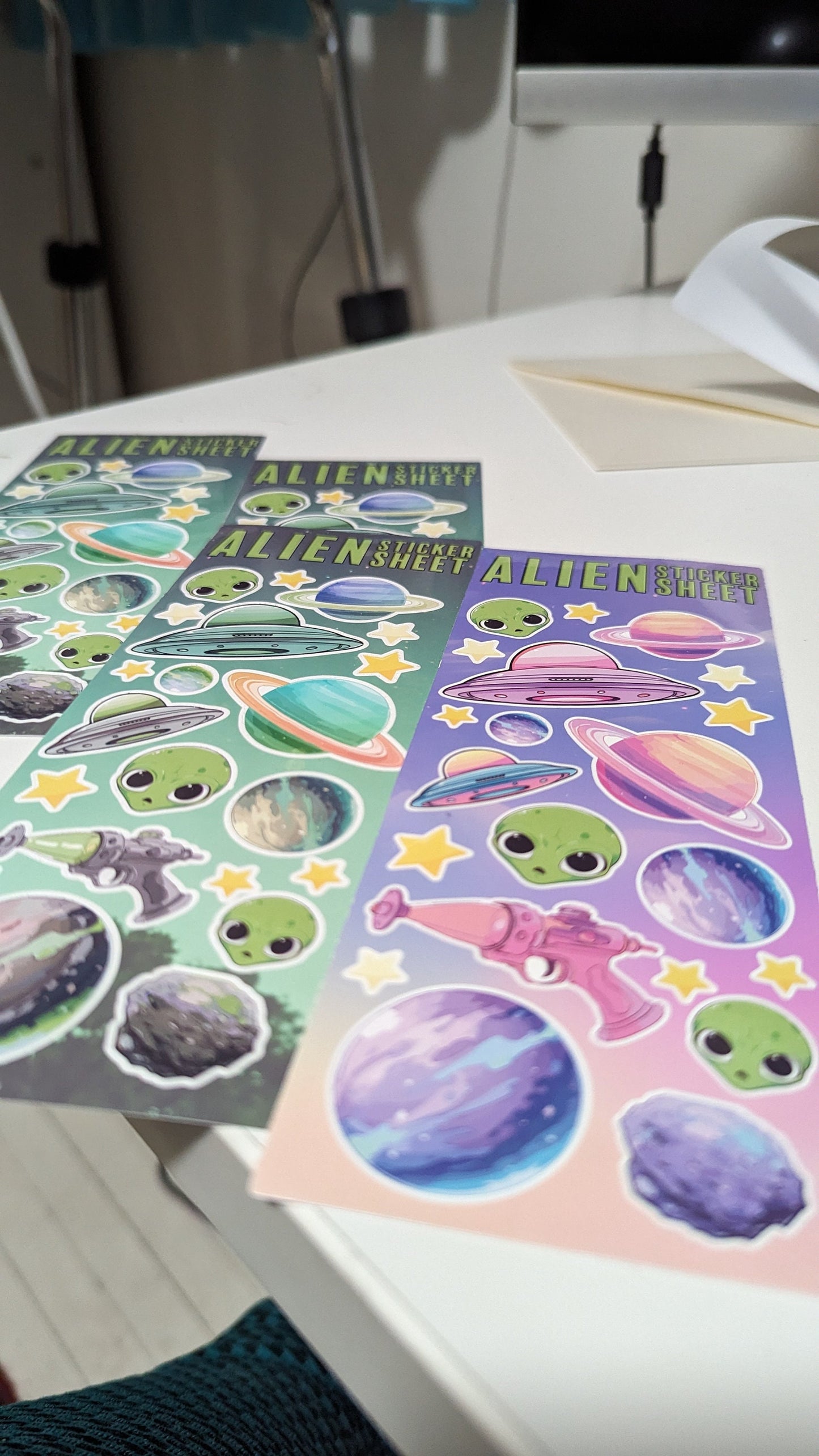 Alien sticker sheet pink sticker sheet