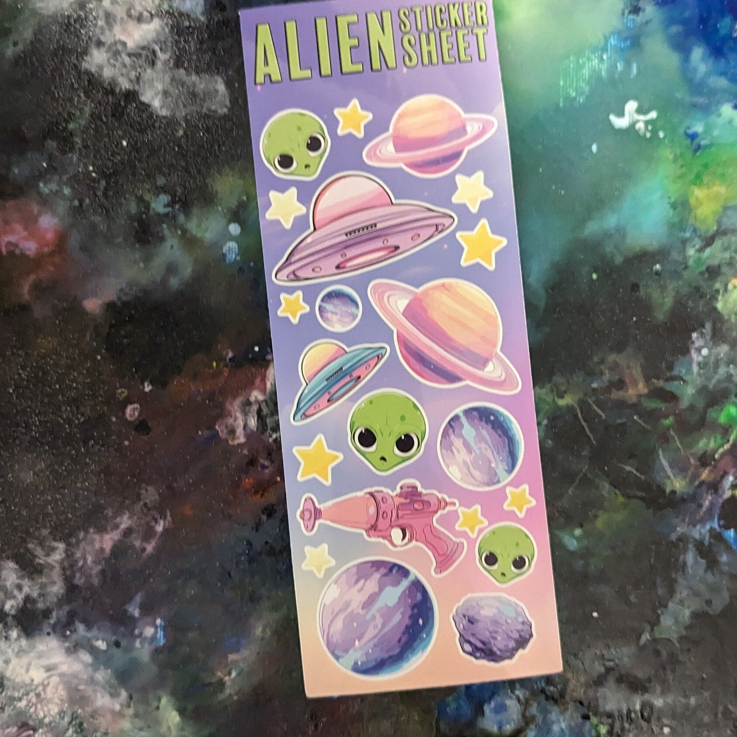 Alien sticker sheet pink sticker sheet