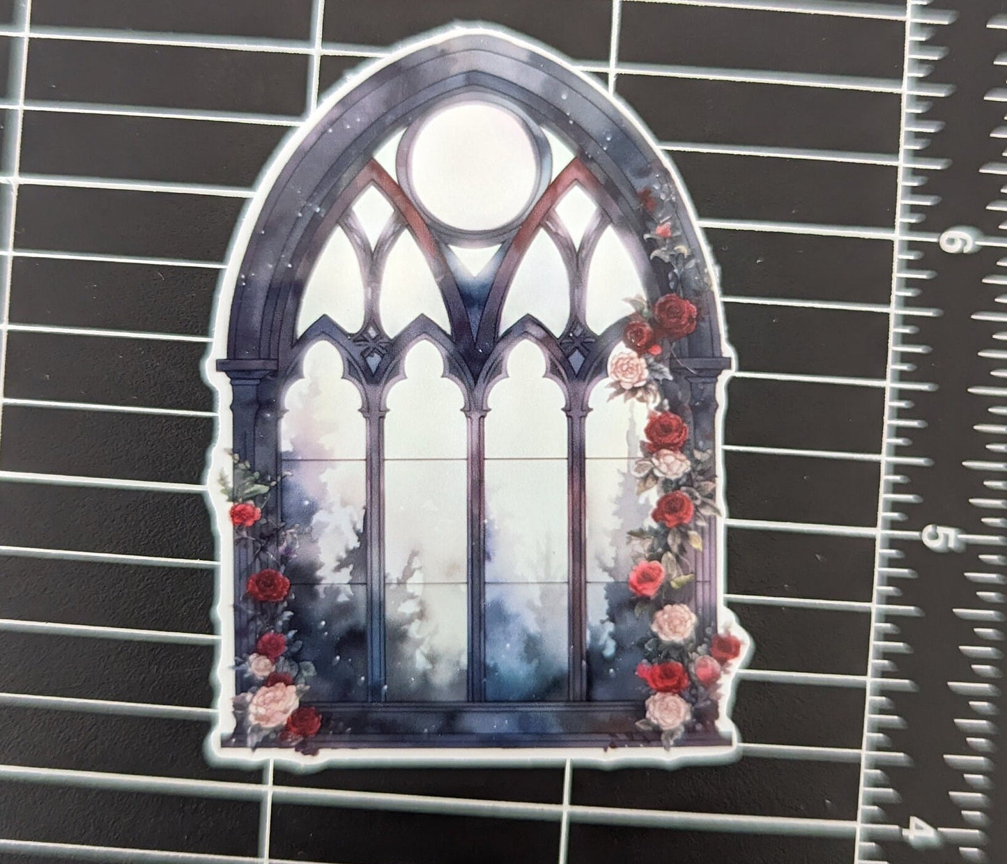 Gothic Window Die-cut Sticker WATERPROOF holographic or glossy