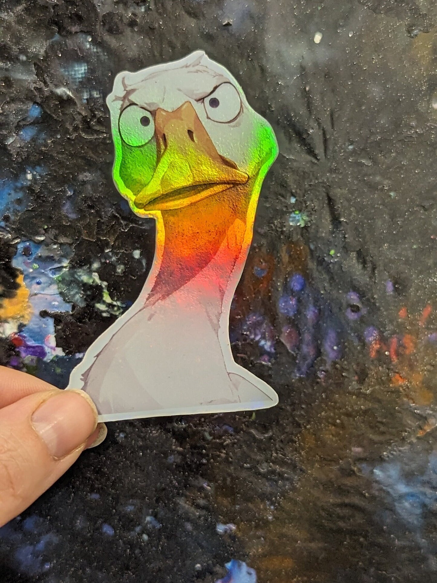 Sceptical goose sticker | raised eyebrows | duck | waterproof