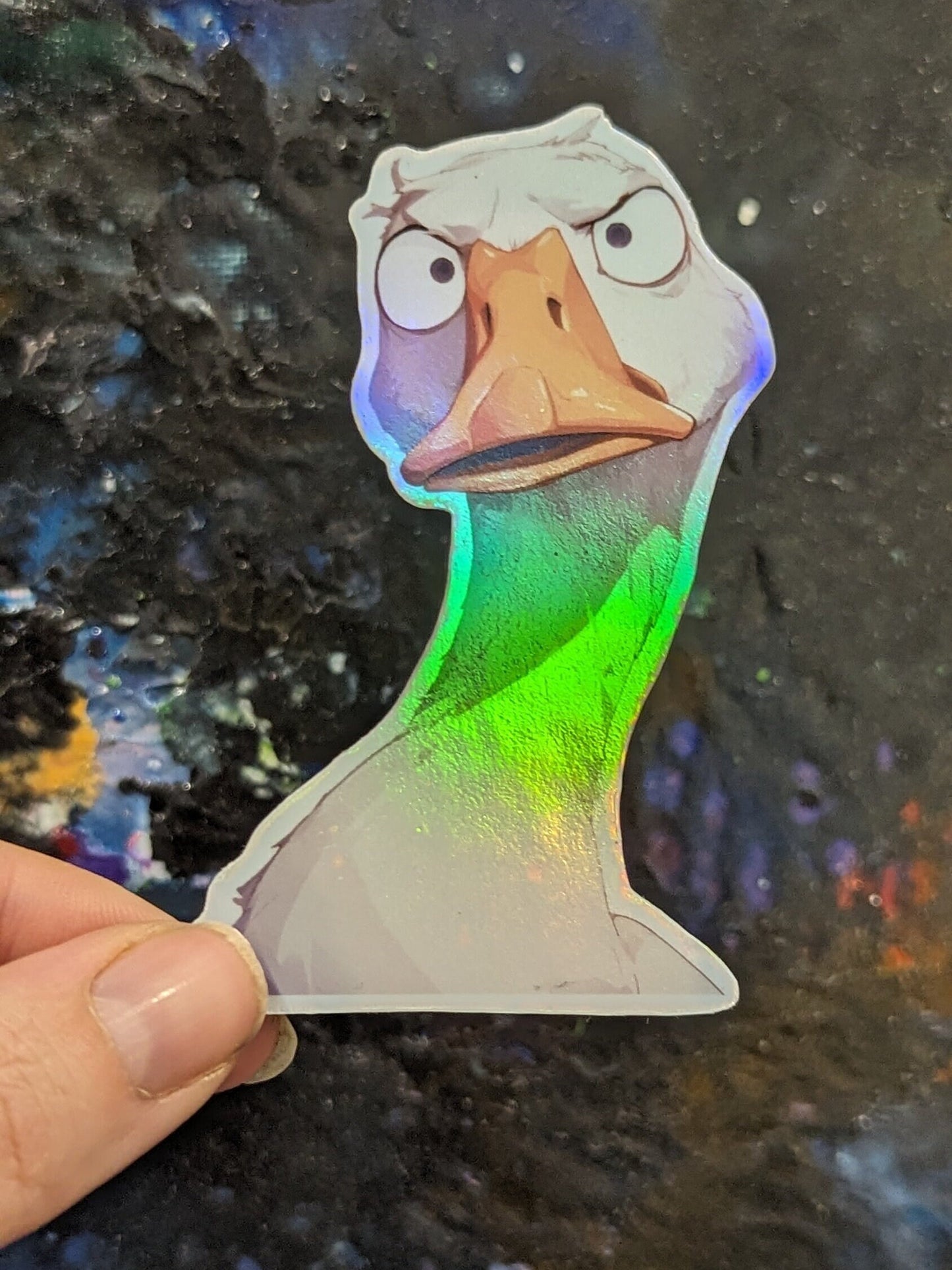 Sceptical goose sticker | raised eyebrows | duck | waterproof