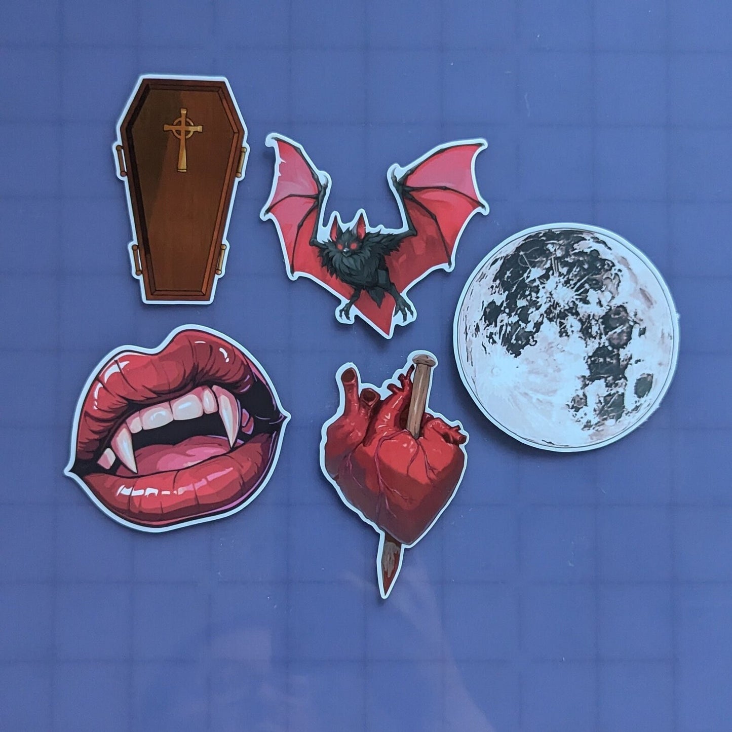 Gothic Vampire sticker set (alternative) 5PC | waterproof vinyl | laminated | sparkle, holographic