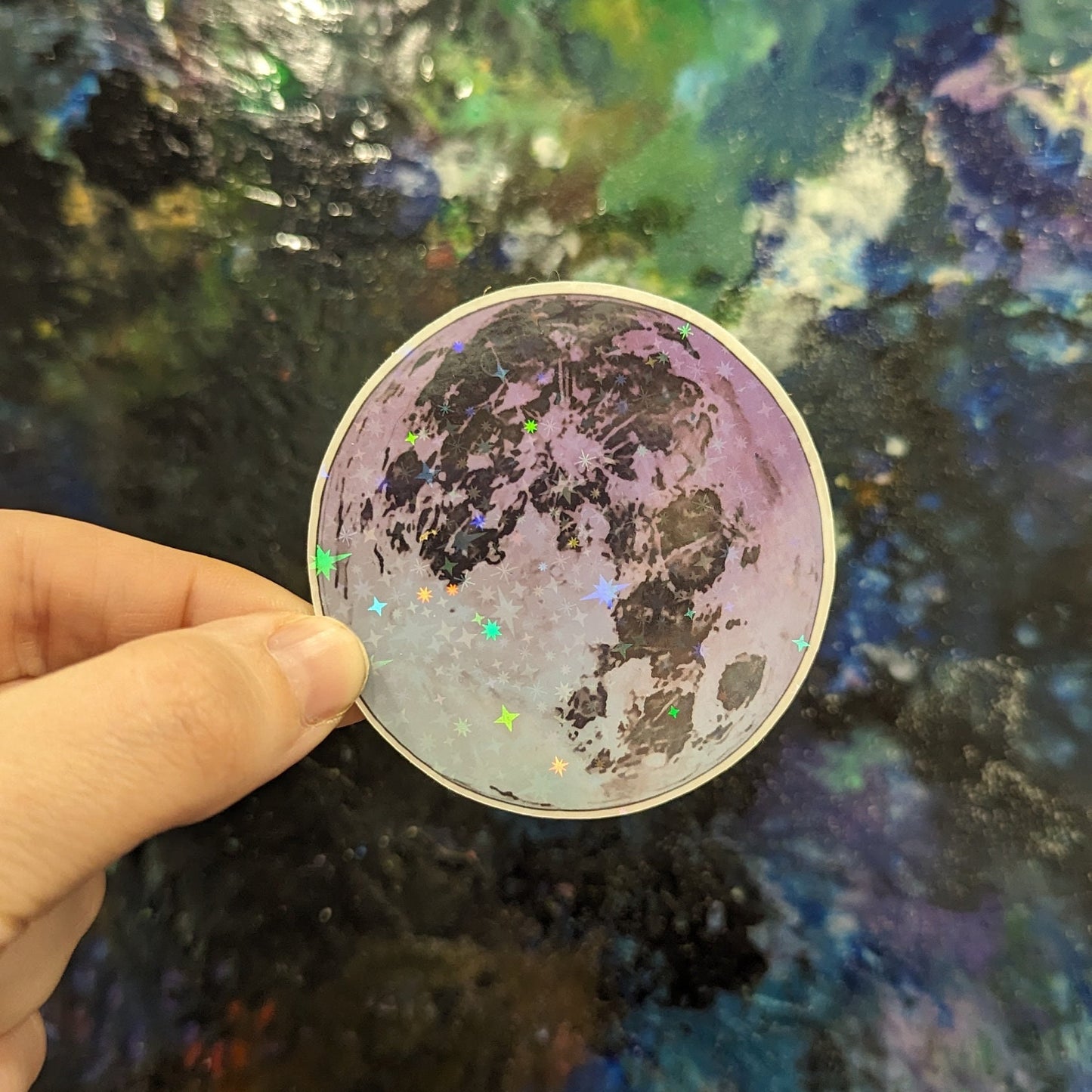 Moon stickers MEDIUM/LARGE | waterproof | pink and purple, white, blue moon, full moon, sparkle, glitter, holographic