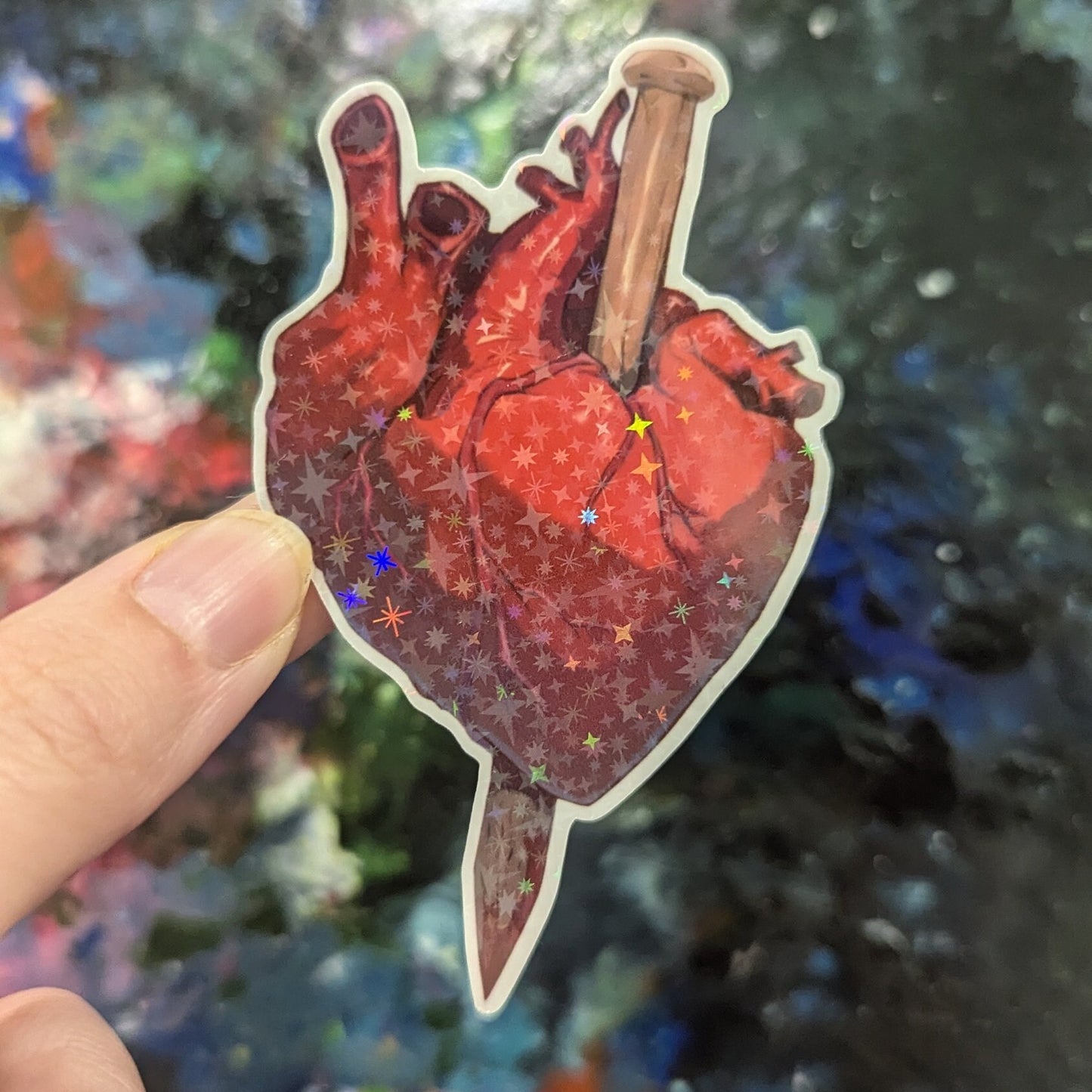 Vampire heart with stake through it | waterproof vinyl | laminated