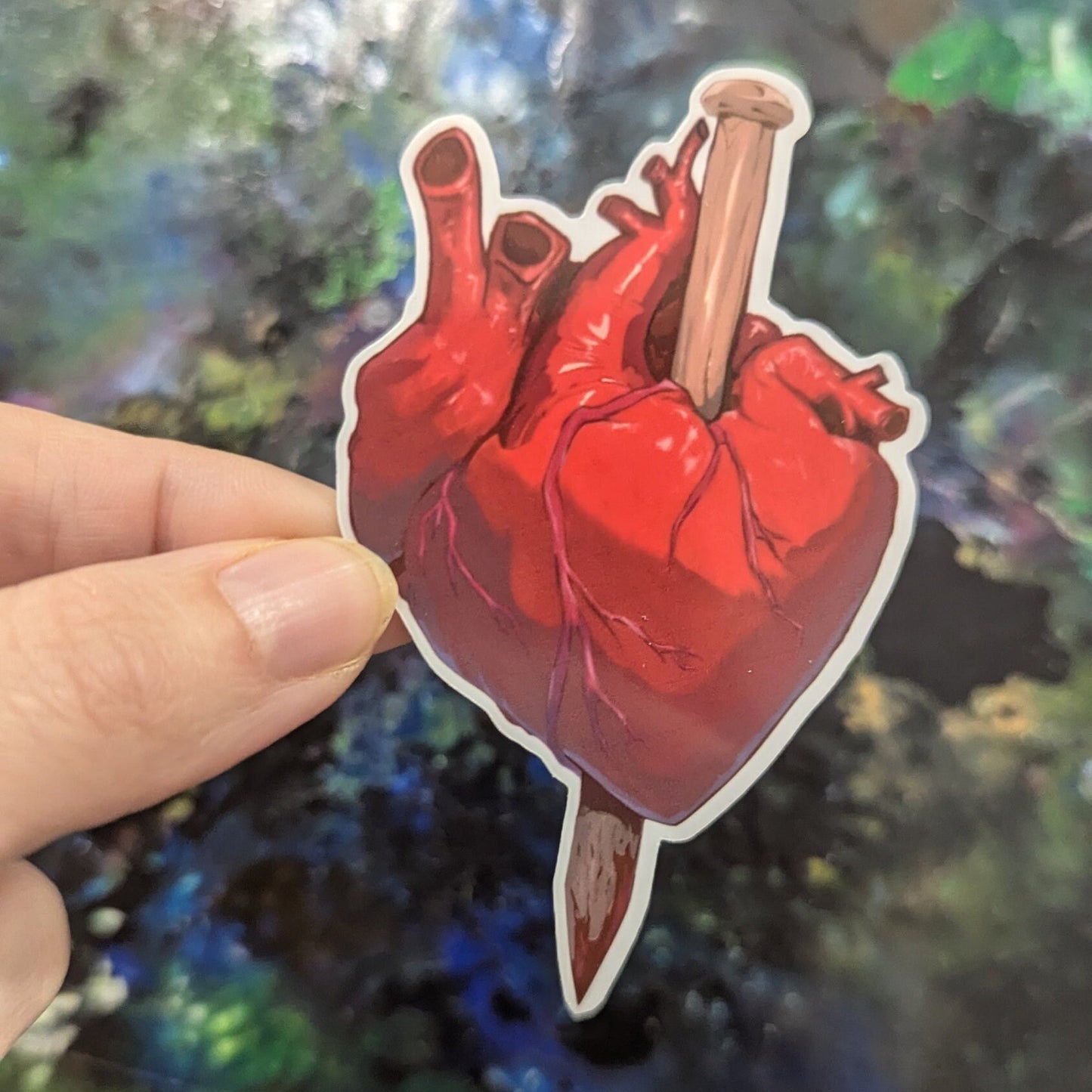 Vampire heart with stake through it | waterproof vinyl | laminated