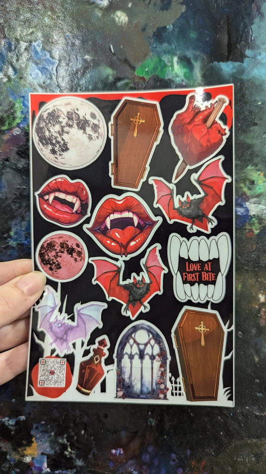 Gothic Vampire Sticker Sheet | laminated | waterproof |