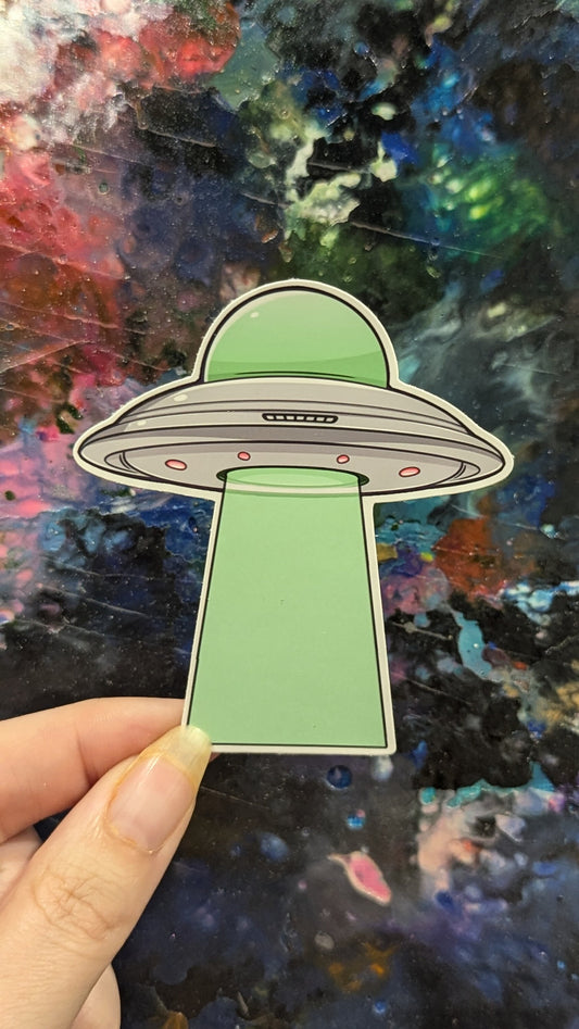 Alien UFO flying saucer spaceship vinyl decal Sticker | waterproof finish