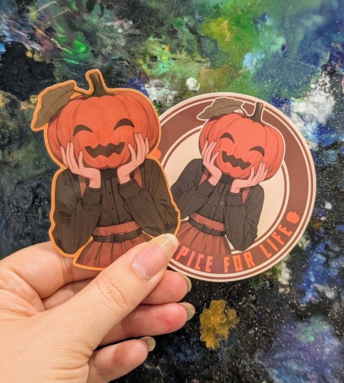 Spooky autumn Halloween season sticker | laminated waterproof | jack-o'-lantern, pumpkin, PSL, | holographic, sparkle