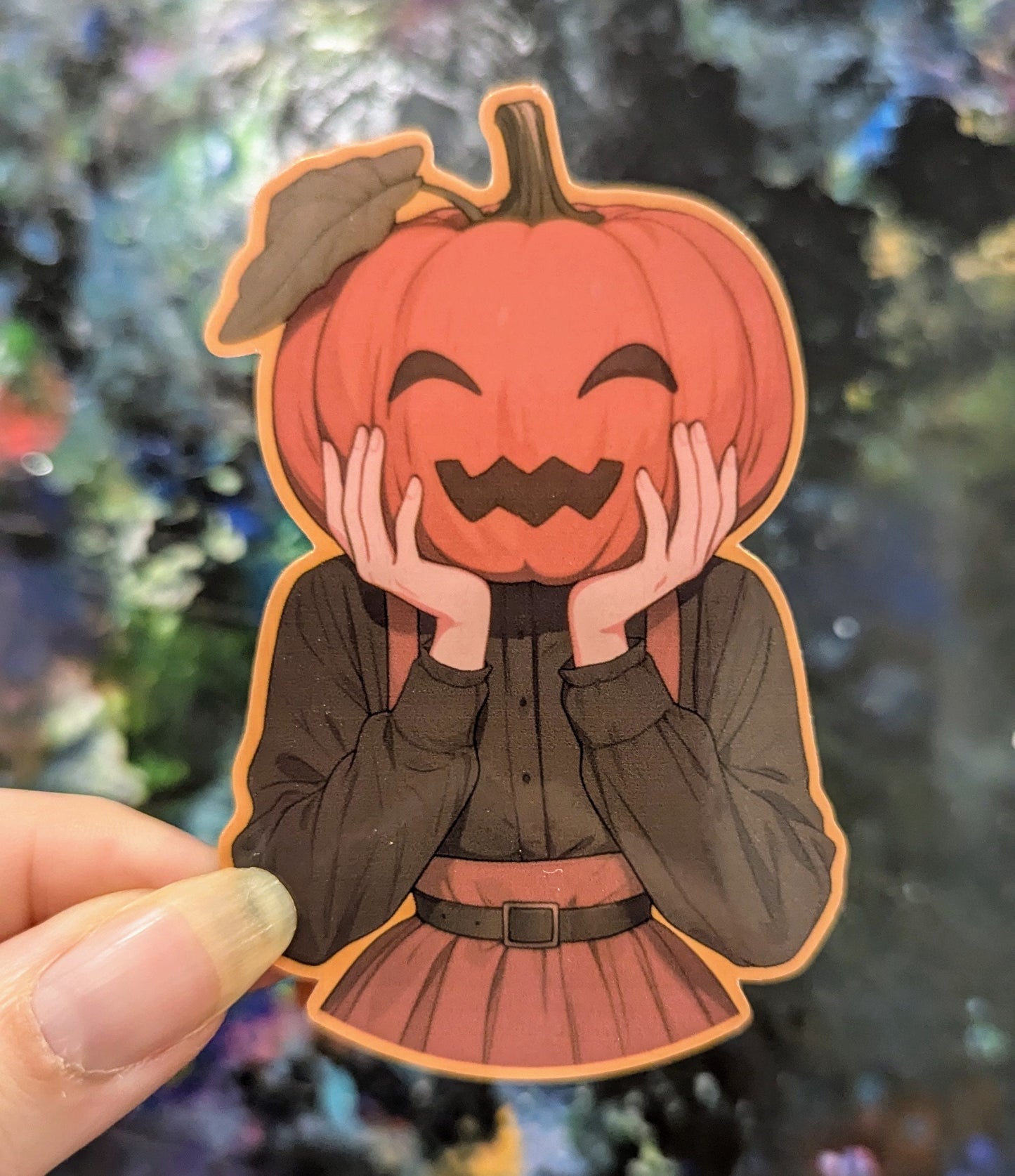 Spooky autumn Halloween season sticker | laminated waterproof | jack-o'-lantern, pumpkin, PSL, | holographic, sparkle