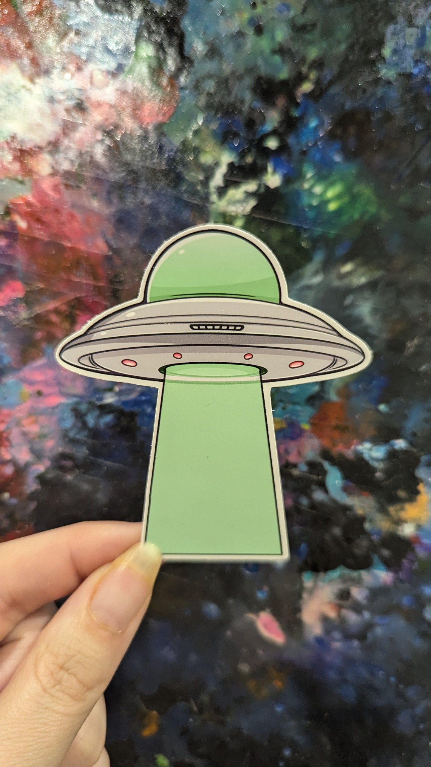 Alien UFO flying saucer spaceship vinyl decal Sticker | waterproof finish