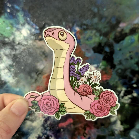 Floral Snake Serpent sticker | handmade | waterproof | holographic, sparkle, glossy