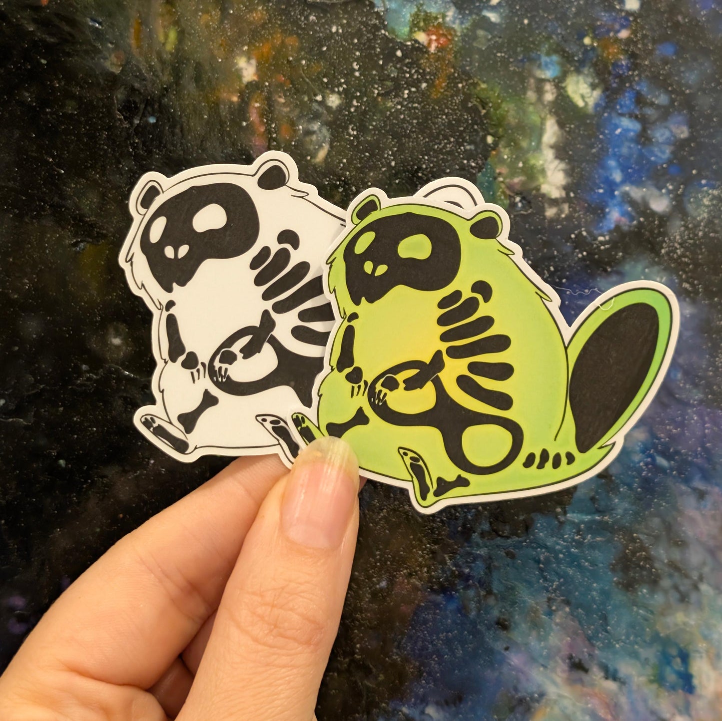 skeleton Beaver sticker | skeleton toxic beaver | sparkle water resistent holographic art