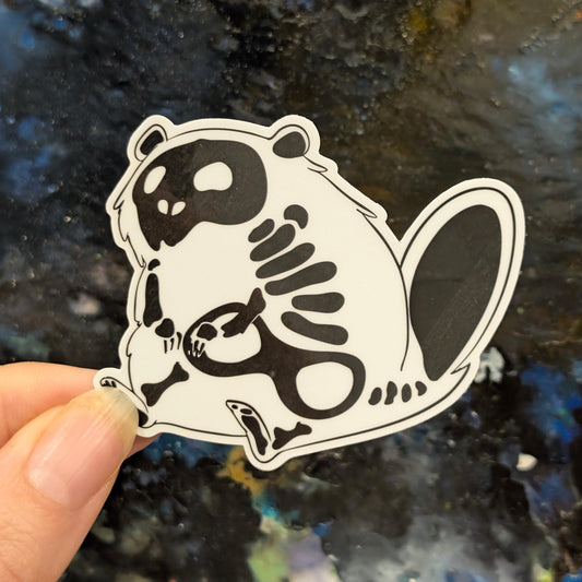 skeleton Beaver sticker | skeleton toxic beaver | sparkle water resistent holographic art