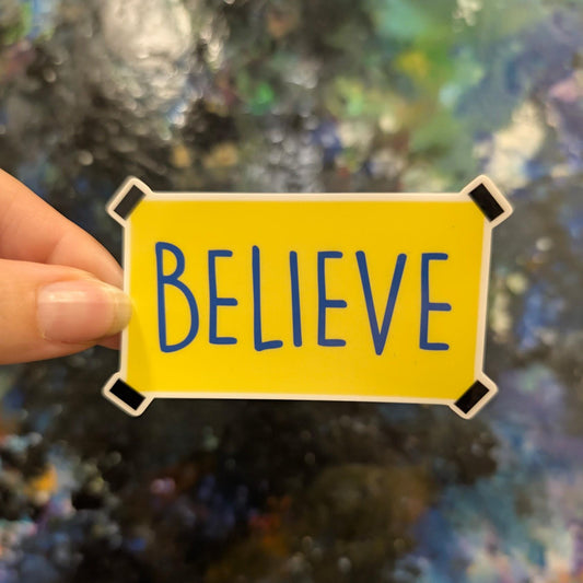 Believe Lasso Richmond locker room motivational sign | sparkle water resistant holographic art